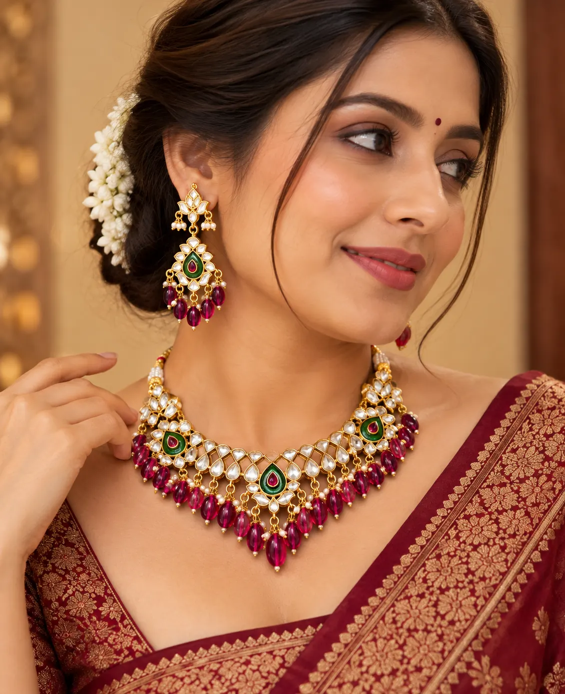Kundan Neck Set with Earrings, image 2