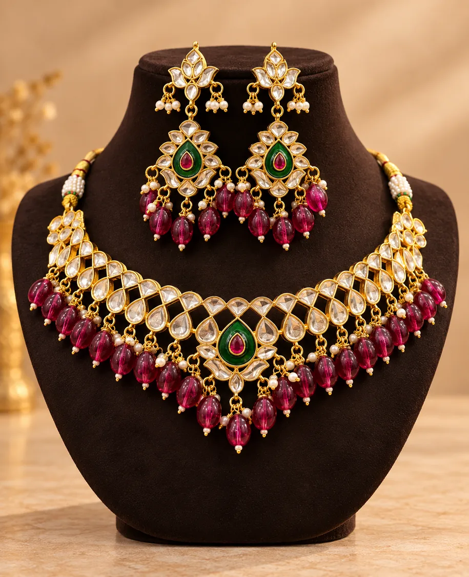Kundan Neck Set with Earrings, image 1
