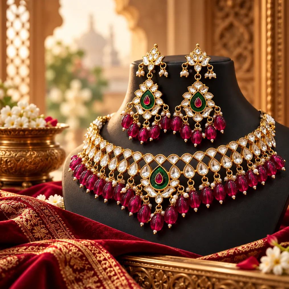 Kundan Neck Set with Earrings, image 4