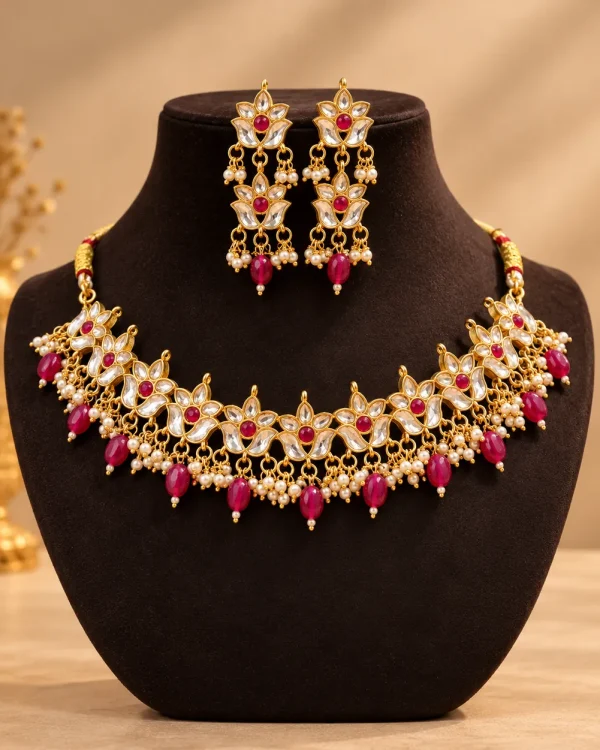 Kundan Lotus Set with Earrings